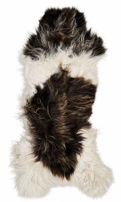 Schaffell Echt | Naturweiß-Dunkelbraun-Schwarz, ca. 135 cm | Langflor | Öko gegerbt