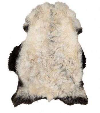 Schaffell Echt | Naturweiß-Silbergrau-Schwarz, ca. 105 cm | Langflor | Öko gegerbt