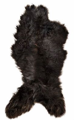 Schaffell Echt | Schwarzbraun, ca. 145 cm | Langflor | Öko gegerbt