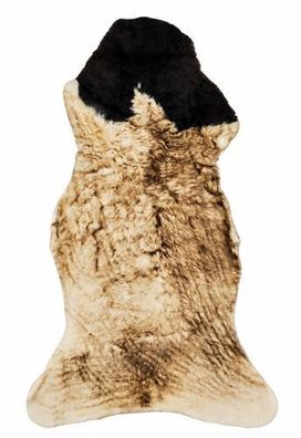Schaffell Echt | Creme-Beige-Braun, ca. 115 cm | Lockenflor | Öko gegerbt