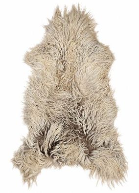Schaffell Echt | Naturweiß, ca. 126 cm | Langflor mit Locken | Öko gegerbt