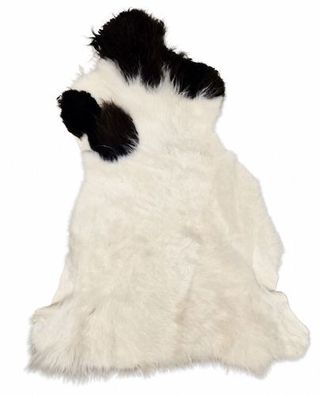 Schaffell Echt | Naturweiß-Dunkelbraun, ca. 110 cm | Weichflor | Öko gegerbt