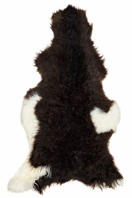 Schaffell Echt | Dunkelbraun-Weiß, ca. 120 cm | Lockenflor | Öko gegerbt