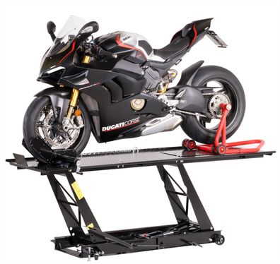 Motorradbühne, Parallelogramm, 450kg mit Fußpedal-Antrieb, blau, 01649