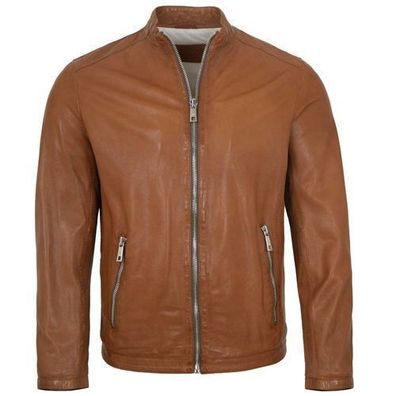 Milestone - Herren Lederjacke Lammnappa cognac