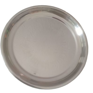 Serviertablett Edelstahl rund silberfarben D= 30,2cm Stellfläche 23 cm Randhöhe 3 cm