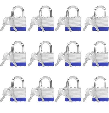 Belle Vous Stahl Vorhängeschloss Set Laminiert, mit 2 Schlüssel ( 12 Stück)