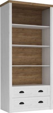 Regal 90 cm Prowansja R2 Bücherregal 4 Einlegeboden 2 Schubladen