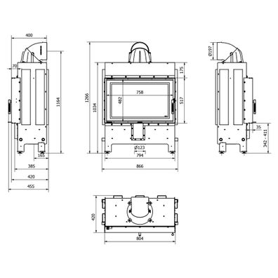 Stahl-Luftkamin KRATKI LUCY SLIM 10 kW Ø160