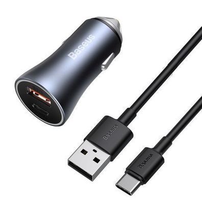 Baseus Professional Auto-Ladegerät USB-C/USB-A 40W PD QC 4+ SCP FCP AFC mit Kabe