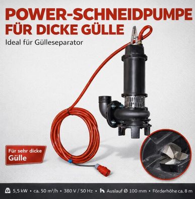 Tauchpumpe / Schmutzwasserpumpe mit Schneidwerk aus Kohlenstoffstahl 5,5 kW 380V