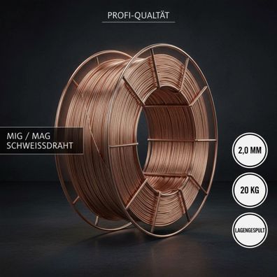 MIG/MAG Schweißdraht 2,0 mm verkupfert - 20 kg Spule, lagengespult ?TOPQUALITÄT?