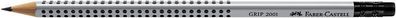 Faber-Castell Bleistift GRIP 2001 - HB, mit Radierer, silbergrau