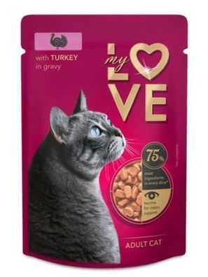 MY LOVE Katzenfutter im Beutel, 85 g, Pute in Soße