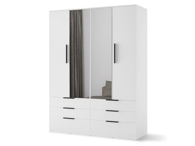 Kleiderschrank Avera AV-01 weiß 4 t?üriger 170 x 225 x 60 cm mit 6 Schubladen