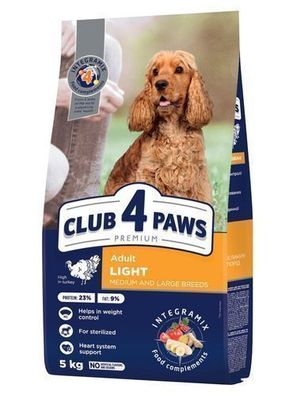 CLUB 4 PAWS HUND 5 kg LIGHT für mittelgroße und große Rassen mit Truthahn
