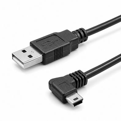 J27 USB 2.0 A zu Mini USB Kabel 90 Grad linkswinklig Ladekabel 100cm für Auto GPS mp3