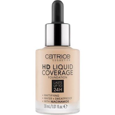Catrice HD Flüssige Deckkraft Mattierende Foundation 010 Light Beige, 30 ml