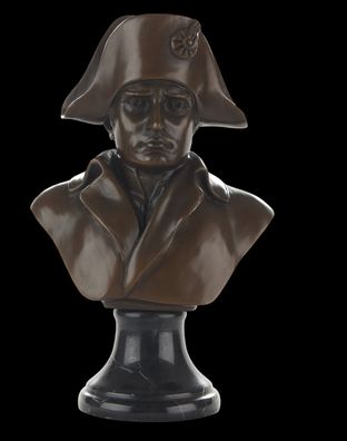 Bronzeskulptur Napoleon Bonaparte, Männerbüste auf Marmorsockel, Höhe 24,9 cm