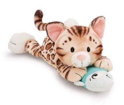 NICI Homies Plüschtier Katze Bengal mit Fisch liegend 30cm GREEN Neuware