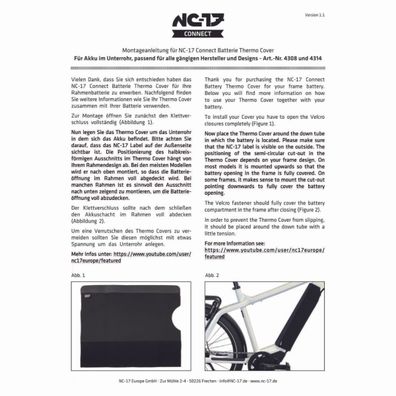 NC-17 Connect Batterie Thermo Cover 7.0 S Klettverschluss, für Intube-Akku im