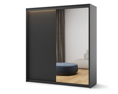 Schwebetürenschrank Trend TZ-01 Schwarz Led Kleiderschrank