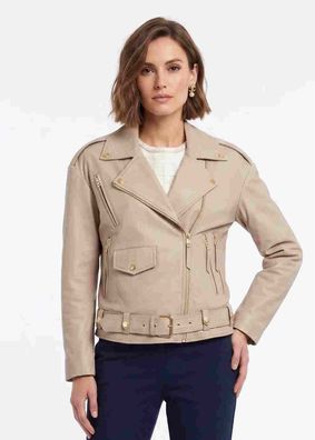 Levinsky PSAG-19 Damen Lederjacke Beige Echtleder Lammnappa Biker