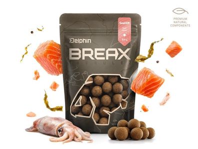 6 Packungen Boilies Delphin BreaX / SeaKER - Tintahal-Lazac/16mm/300g