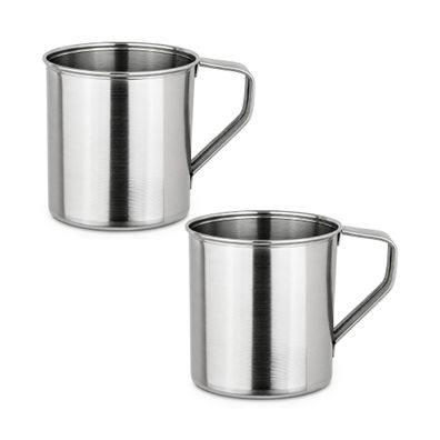 Moritz Edelstahlbecher 2er Set 450 ml mit Henkel Campingbecher Tasse Kaffeebecher ros