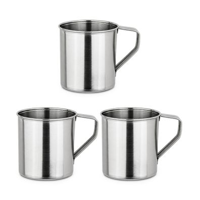 Moritz Edelstahlbecher 3er Set 450 ml mit Henkel Campingbecher Tasse Kaffeebecher ros