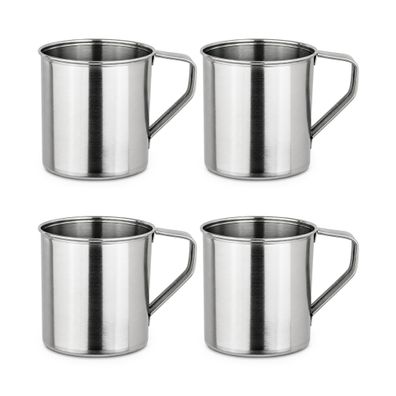 Moritz Edelstahlbecher 4er Set 450 ml mit Henkel Campingbecher Tasse Kaffeebecher ros