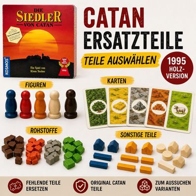 Die Siedler von Catan 1995 Holzversion Ersatzteile zum Aussuchen Kosmos Holz