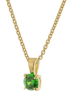trendor Schmuck Damen-Kette 925 Silber Vergoldet Grünem Zirkonia-Anhänger 21948