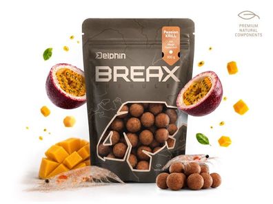 6 Pack. Boilies Delphin BreaX / PassionKRILL Krill-Mango 24 mm 300g
