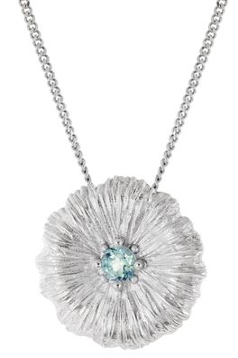 trendor Schmuck Damen-Kette mit Lotusblatt Silber Rhodiniert mit Blautopas 31162-02