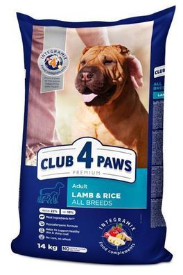 CLUB 4 PAWS HUND 14 kg ADULT Lamm und Reis für alle Rassen
