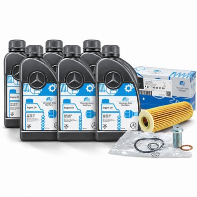 6L Mercedes Benz 5W40 Motoröl 229.5 + Ölfilter für C E CLK SLK M271 A2711800509