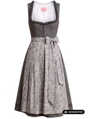 Dirndl Ryselle 70cm Länge grau