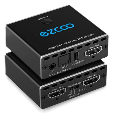Rofavezco 4K 120Hz HDMI 2.1 Audio Extractor 2x1 Switch ARC CEC SPDIF Optisch