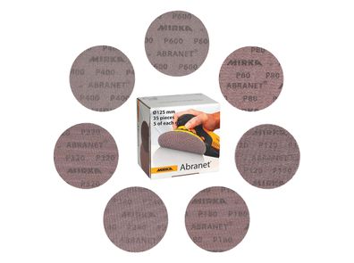 Mirka Abranet Schleifscheiben 125 mm Klett Mix-Pack 35 Stéck P80-P600