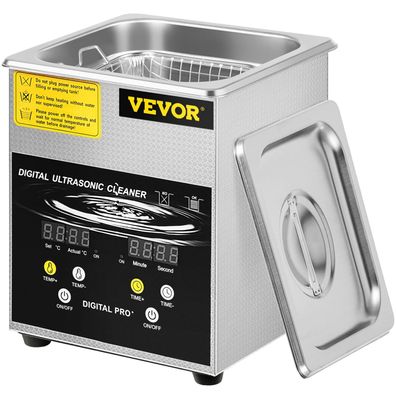 VEVOR Ultraschallreiniger 2 L 40 kHz Edelstahl mit Heizung und Timer