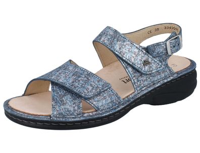 FINN Comfort Linosa Damen Sandale blau jeans glänzendes Glattleder