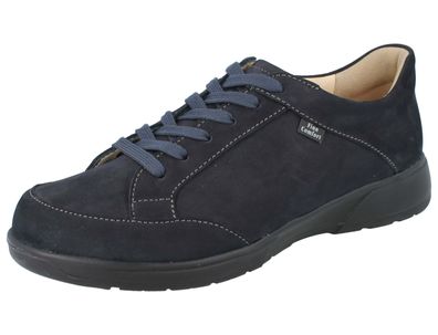 FINN Comfort Canvey Herren Schnürschuhe mit Reißverschluss blau Nubukleder