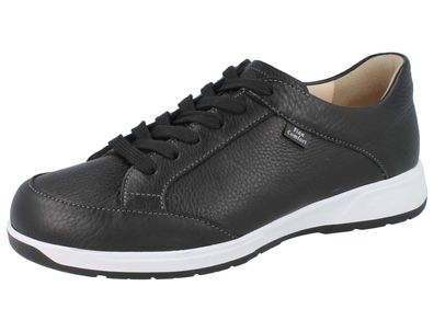 FINN Comfort Canvey Herren Schnürschuhe mit Reißverschluss schwarz Glattleder