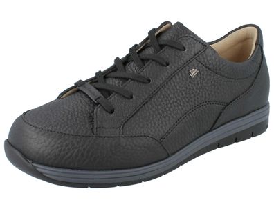 FINN Comfort Osorno Herren Halbschuhe schwarz Hillcrest genarbtes Glattleder