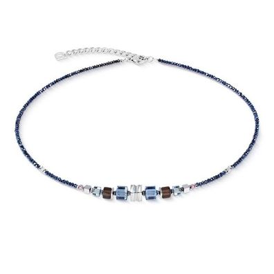 Collier - Edelstahl - Small Cubes Blau Grau