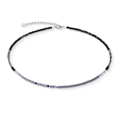 Collier - Edelstahl - Grau-Schwarz Perlen