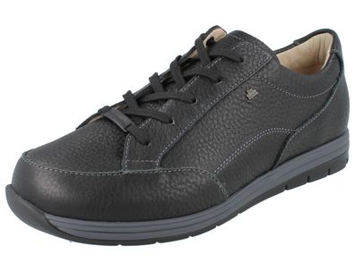 FINN Comfort Osorno Herren Halbschuhe schwarz Rabo genarbtes Glattleder