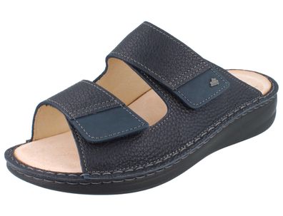 FINN Comfort Psara Herren Pantolette navyblau genarbtes Glattleder