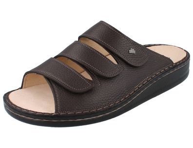 FINN Comfort Korfu Damen Herren Pantolette dunkelbraun genarbtes Glattleder